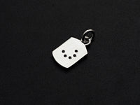 Clear CZ Micro Pave Moon Tag Pendant/Charm, Cresent Moon Cubic Zirconia Pendant, Silver Tone, 8x14mm,Sku#Z799