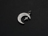 CZ Micro Pave Moon with North Star Pendant, Cubic Zirconia Pave Pendant/Charm, Necklace Pave Pendant, 13x17mm, sku#Z829