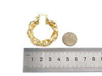 Gold Twisted Hoop Earrings, Statement Hoops, sku#J297