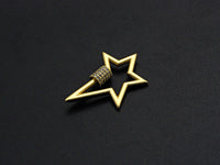 Matte Gold Clear CZ Micro pave Star Shape Clasp, CZ Pave Clasp, Matte Light Gold Carabiner Clasp, 21x32mm, sku#H201