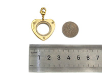 CZ Micro Pave Round Hollow Out Heart Pendant/Charm, Bracelet Necklace CZ Heart Pendant Charm, Silver/Gold Tone,25x24mm,Sku#L459