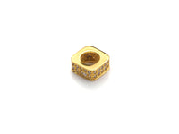 CZ Pave Big Hole beads, Cubic Zirconia Square Shape Spacer Beads, European Large hole Bead, 3.8x8mm, sku#Z877