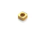 CZ Pave Big Hole beads, Cubic Zirconia Square Shape Spacer Beads, European Large hole Bead, 3.8x8mm, sku#Z877