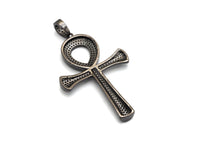 CZ Micro Pave Ankh Cross Pendant,Cubic Zirconia Paved Charm, Necklace Bracelet Charm Pendant, 33x52mm,sku#F695