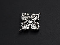 CZ Micro Pave Four Petals Flower Shape Pendant, Cubic Zirconia Pendant, Silver/Gold Tone, 23x31mm, Sku#FH62