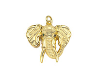 18k Gold Filled Elephant Head Shape Pendant, Green CZ Micro Pave Charm, Necklace Bracelet Charm Pendant,25x24mm,Sku#Z1344