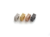 CZ Pave Big Hole beads, Cubic Zirconia Square Shape Spacer Beads, European Large hole Bead, 3.8x8mm, sku#Z877