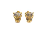 CZ Micro Pave Leopard earrings, Leopard stud earrings, Panther gold earrings, trendy earrings, 11mm, sku#J282