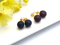 CZ Micro Pave Ball Stud Earring, Cobalt/Fuchsia/Green Color Stud Earring, Gold Minimalist earrings, 8mm/10mm/12mm,sku#J53