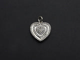 CZ Micro Pave Circled Heart Shaped Pendant/Charm, Heart Cubic Zirconia Pendant Charm, 15x22mm,sku#FH21