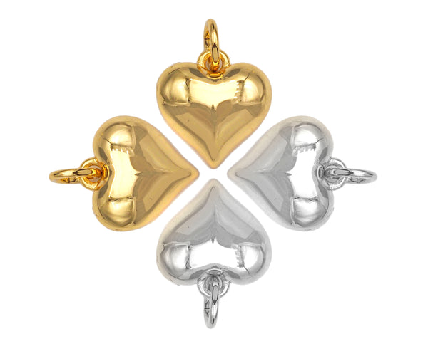 Gold silver Puffy Heart charm, sku#L377