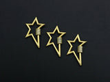 Matte Gold Clear CZ Micro pave Star Shape Clasp, CZ Pave Clasp, Matte Light Gold Carabiner Clasp, 21x32mm, sku#H201