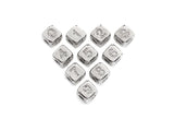 Arabic Number Beads, CZ Pave Dice Large Hole Spacer Beads, Birthday Beads, Initial beads, Number Beads, 8.5mm,sku#Z721/722
