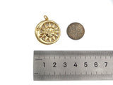 CZ Micro Pave Sunflower SUN Cresent Moon Pendant/Charm,Sku#L402