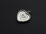CZ Micro Pave Circled Heart Shaped Pendant/Charm, Heart Cubic Zirconia Pendant Charm, 15x22mm,sku#FH21