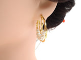 Gold Hoop Pearl Earrings, Sku#J298