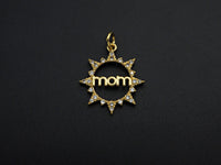 CZ Micro Pave Mama On Round Ring Charm Pendant,Round Cubic Zirconia Pendant,DIY Mother's Day Gift, 18x20mm,Sku#F1105