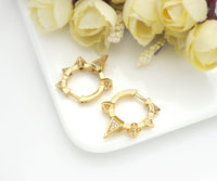 CZ Spike Huggie Earrings, Sku#J306