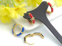 Colorful Enamel Round Latch Back Earrings, Sku#J158