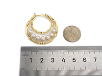 Gold Hoop Pearl Earrings, Sku#J298