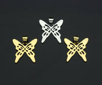 18K Gold Silver Butterfly Charms, Dainty Charms, Butterfly Pendant, Butterfly Necklace Charms, 17mm, Sku#F1298