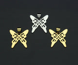 18K Gold Silver Butterfly Charms, Dainty Charms, Butterfly Pendant, Butterfly Necklace Charms, 17mm, Sku#F1298