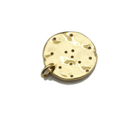 Pave Multi Stars Hammered Coin Pendant/Charm, Sku#L403