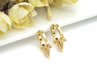 CZ Spike Huggie Earrings, Sku#J306