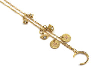 Gold Moon Star Eye Charm Necklace, sku#Z723