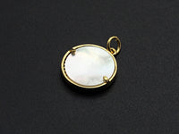 CZ Micro Pave Gold Mary on Mother-of-pearl Coin Pendant/Charm, Cubic Zirconia Pendant Charm, Religious Charm, 16x17mm,sku#Z748