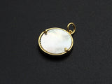 CZ Micro Pave Gold Mary on Mother-of-pearl Coin Pendant/Charm, Cubic Zirconia Pendant Charm, Religious Charm, 16x17mm,sku#Z748