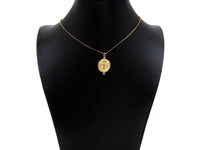 CZ Micro Pave Bee Crown On Round Coin Pendant/Charm, Bracelet Necklace CZ  Round Pendant Charm, Silver/Gold Tone,18x26mm,Sku#L460