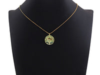 Abalone InlayTree Round Pendant/Charm, Gold Wire Tree Cubic Zirconia Pendant, Abalone Charm, 22x24mm,Sku#Z892