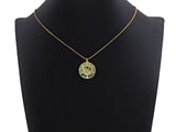Abalone InlayTree Round Pendant/Charm, Gold Wire Tree Cubic Zirconia Pendant, Abalone Charm, 22x24mm,Sku#Z892