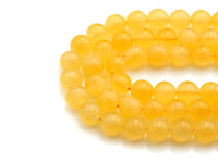 Quality Natural Yellow Calcite beads, 6mm/8mm/10mm/12mm Round Smooth Beads, Natural Gemstone Beads, 15.5" Full Strand, sku#U615