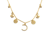 Gold Moon Star Eye Charm Necklace, sku#Z723