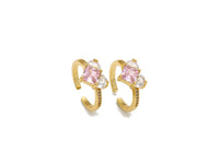 Big Clear and Pink Micro Pave Heart Adjustable Ring, 18K Gold Filled Open Ring,Statment CZ Ring,11x21mm,Sku#LK484