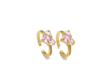 Big Clear and Pink Micro Pave Heart Adjustable Ring, 18K Gold Filled Open Ring,Statment CZ Ring,11x21mm,Sku#LK484