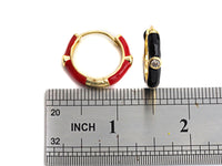 Colorful Enamel Round Latch Back Earrings, Sku#J158