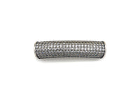 Rhodium CZ Micro Pave Half Full Pave Tube, Antique Silver Tone, Cubic Zirconia Pave Separator Tube Beads,39x10mm,sku#X128