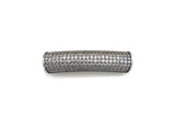 Rhodium CZ Micro Pave Half Full Pave Tube, Antique Silver Tone, Cubic Zirconia Pave Separator Tube Beads,39x10mm,sku#X128