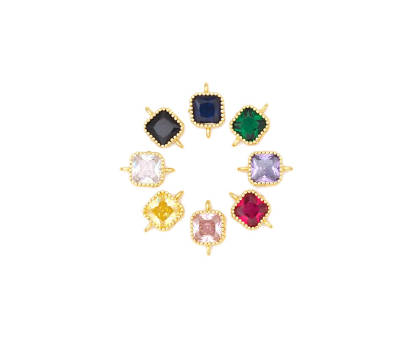 Colorful CZ Micro Pave Square Shape Connector,18K Gold Filled Links, Necklace Bracelet Charm,7x12mm,Sku#LK478