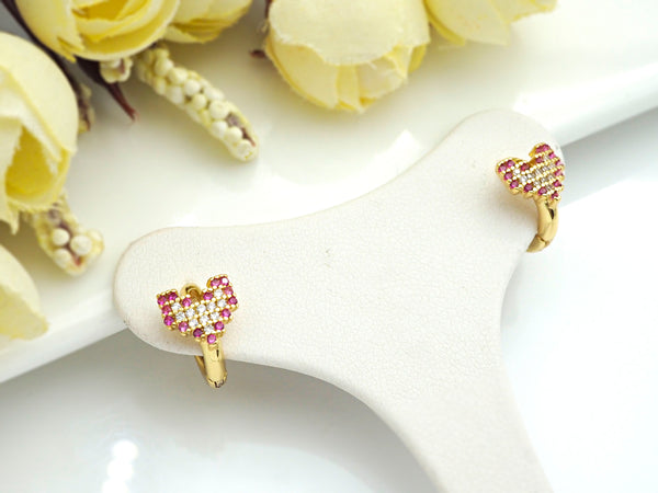 CZ Latch Back Huggie Earrings,Sku#J235