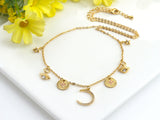 Gold Moon Star Eye Charm Necklace, sku#Z723