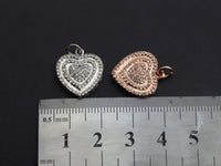 CZ Micro Pave Circled Heart Shaped Pendant/Charm, Heart Cubic Zirconia Pendant Charm, 15x22mm,sku#FH21