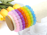 Quality Pink/Lilac/Purple/Orange/Yellow/Lime/Blue Stretchy Bracelet, 8mm/10mm/12mm Elastic Fit Round Faceted, 7.5'' Bracelet,Sku#EF56