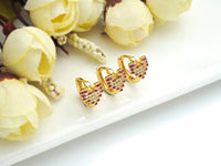 CZ Latch Back Huggie Earrings,Sku#J235