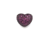 Colorful CZ Micro Pave Puffy Heart Spacer Beads, Cubic Zirconia Heart Space Beads for Bracelet/Necklace, 14x11x8mm,SKU#ML45