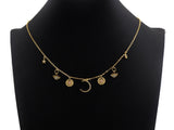 Gold Moon Star Eye Charm Necklace, sku#Z723