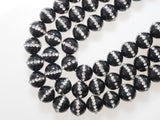 6mm/8mm/10mm/12mm Round Black Onyx with rhinestone inlaid, Natural Gemstone Beads, 15.5inch Full strand, SKU#V18
